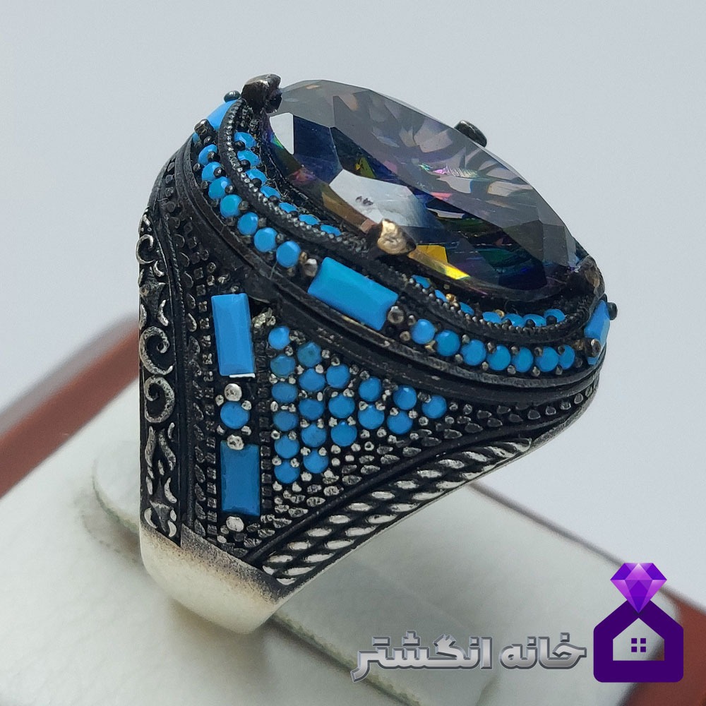 انگشتر جواهری توپاز هفت رنگ ترک کد 011 - Image 2