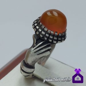 انگشتر عقیق پرتقالی رکاب دست دلبر کد009