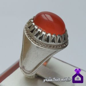 انگشتر کهنه عقیق سرخ با رکاب فیلی چنگی کد018