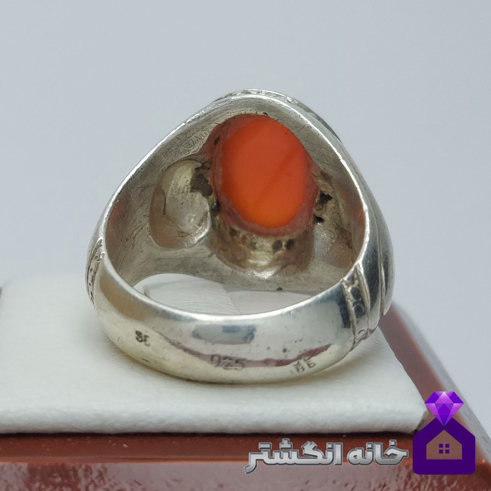 انگشتر کهنه عقیق سرخ با رکاب فیلی چنگی کد018 - Image 4