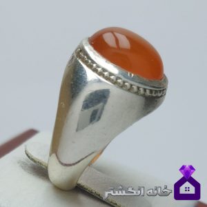 انگشتر عقیق پرتقالی با رکاب فیلی ساده کد029