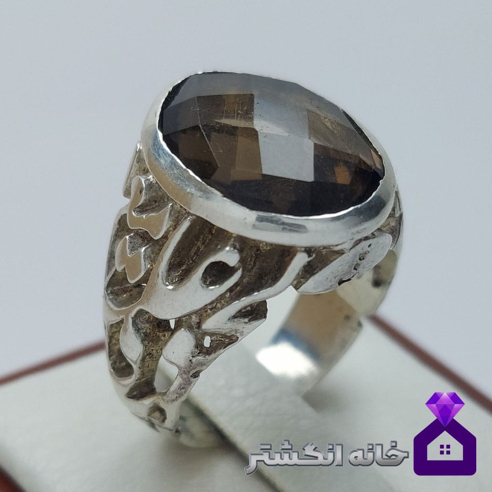انگشتر دُر نجف نفتی با رکاب اره کاری علی مع الحق کد033