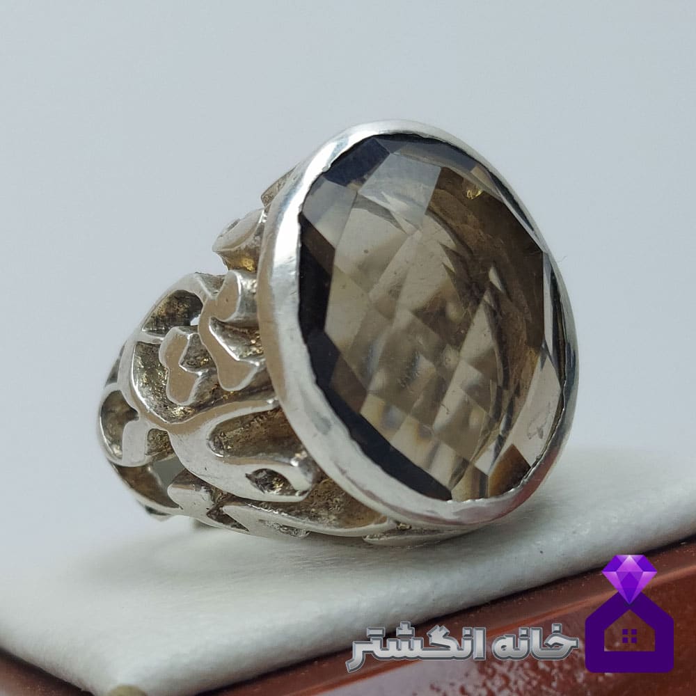 انگشتر دُر نجف نفتی با رکاب اره کاری علی مع الحق کد033 - Image 3