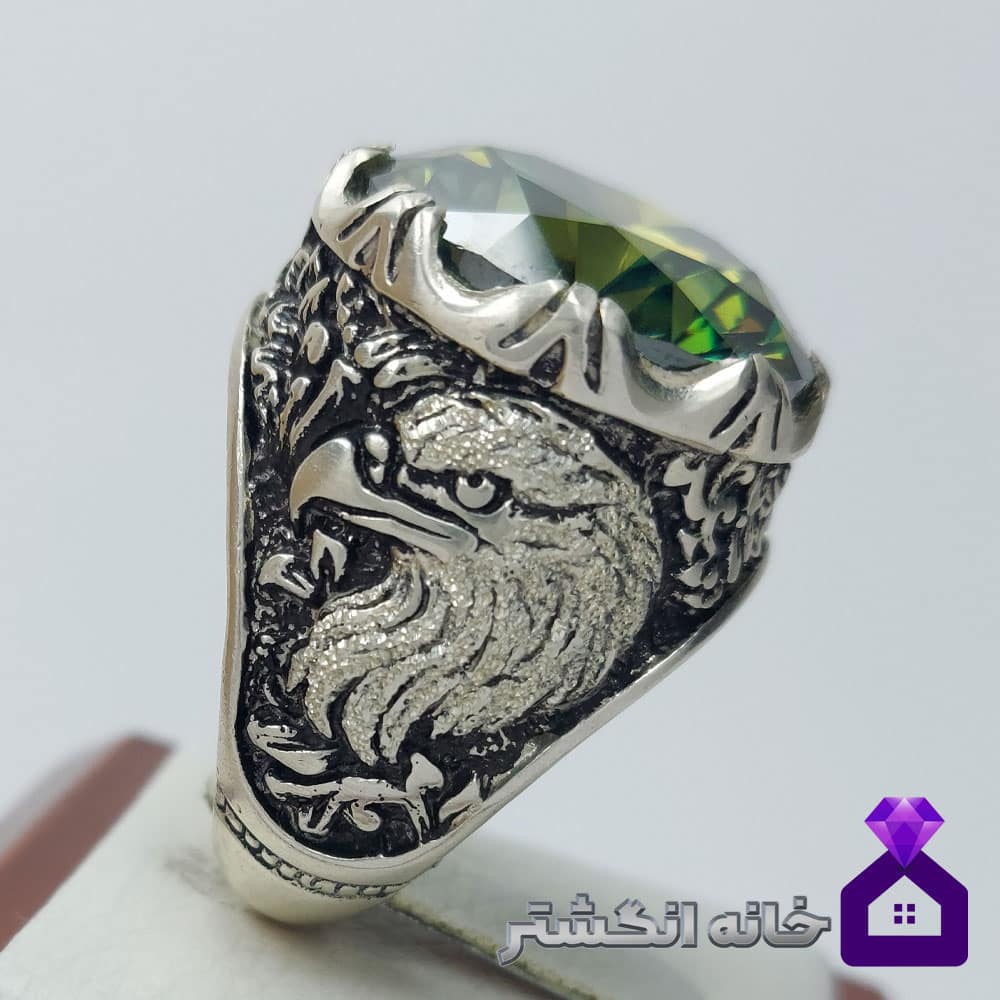 انگشتر الماس موزانایت عقاب رکاب قلم کاری کد149