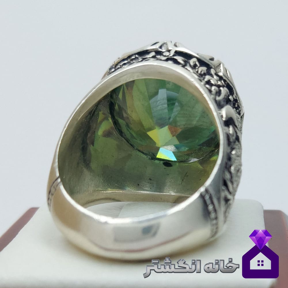 انگشتر الماس موزانایت عقاب رکاب قلم کاری کد149 - Image 4