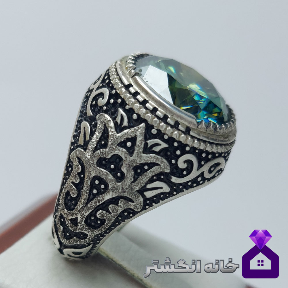 انگشتر الماس موزانایت با رکاب قلم کاری کد138 - Image 3