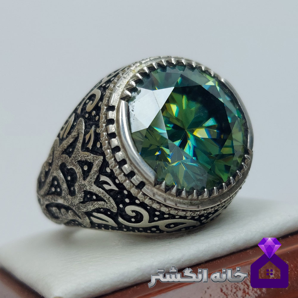 انگشتر الماس موزانایت با رکاب قلم کاری کد138 - Image 2