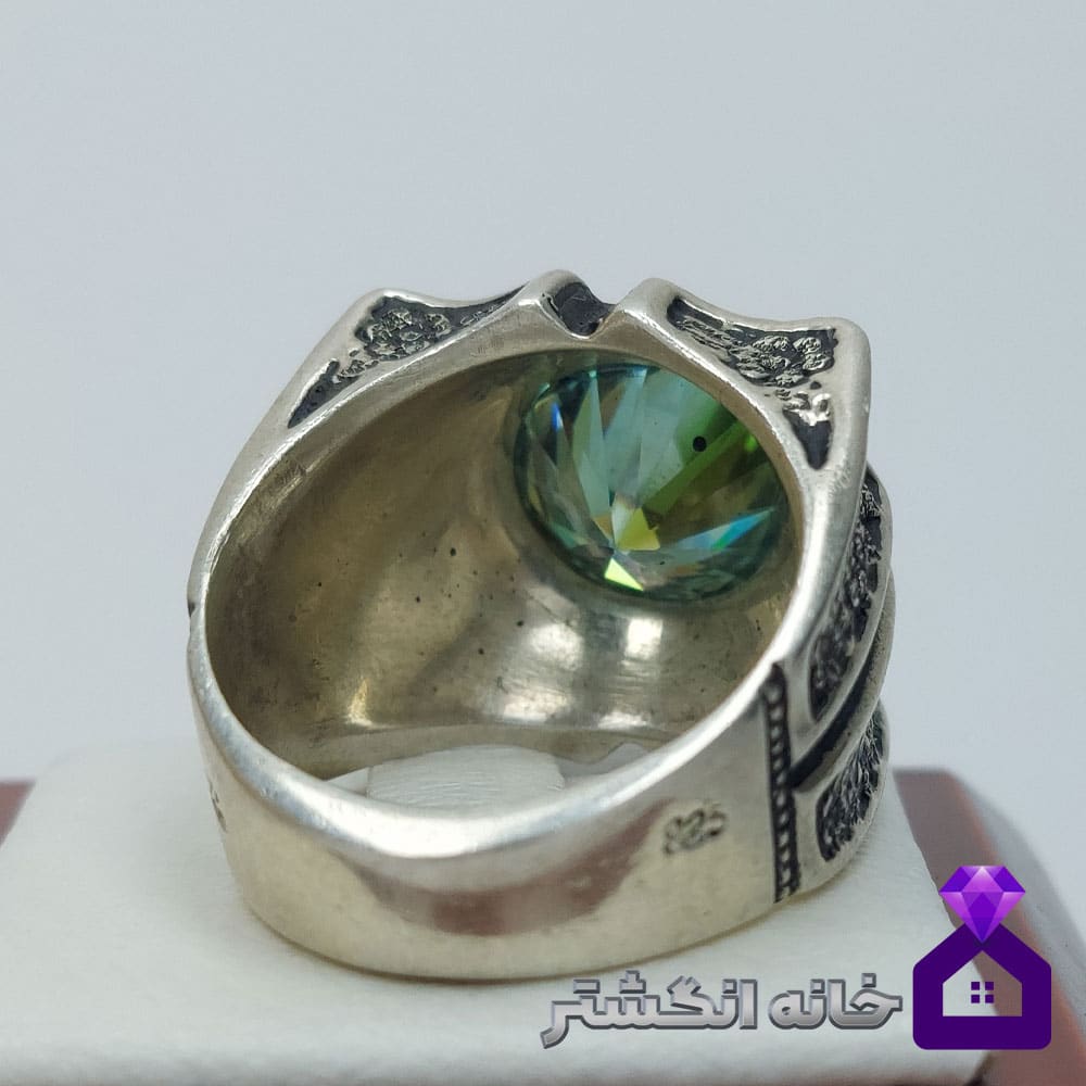 انگشتر الماس موزانایت با رکاب قلم کاری کد128 - Image 4