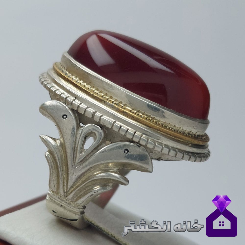 انگشتر عقیق سرخ کلوخه آبدار کد039 - Image 2