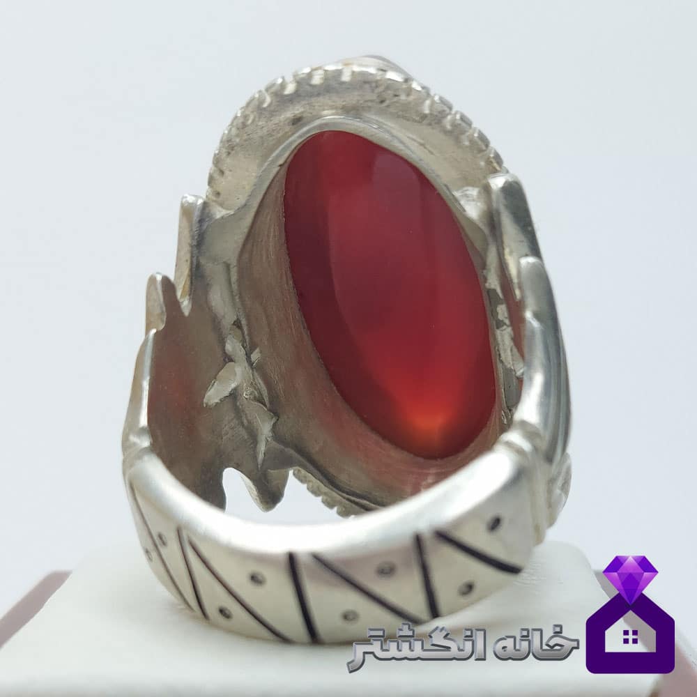 انگشتر عقیق سرخ کلوخه آبدار کد039 - Image 4