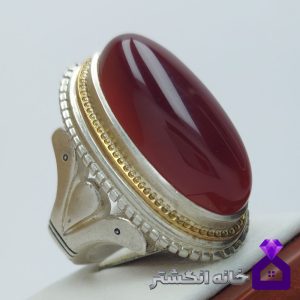 انگشتر عقیق سرخ کلوخه آبدار با رکاب دست ساز کد052