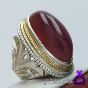 انگشتر عقیق سرخ کلوخه آبدار کد150