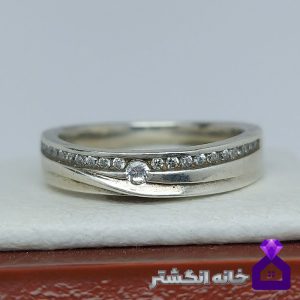 حلقه نقره برلیان کاری کد043