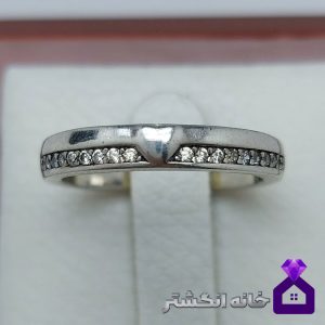 حلقه نقره قلب مینیمال برلیان کاری کد044