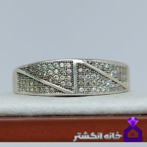 حلقه نقره اسپرت برلیان کاری کد040