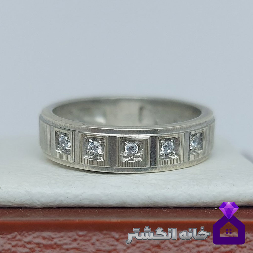 حلقه نقره برلیان کاری کد050 - Image 3
