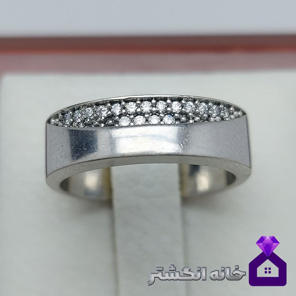 حلقه نقره برلیان کاری کد047