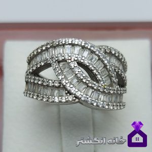 حلقه نقره برلیان کاری کد053