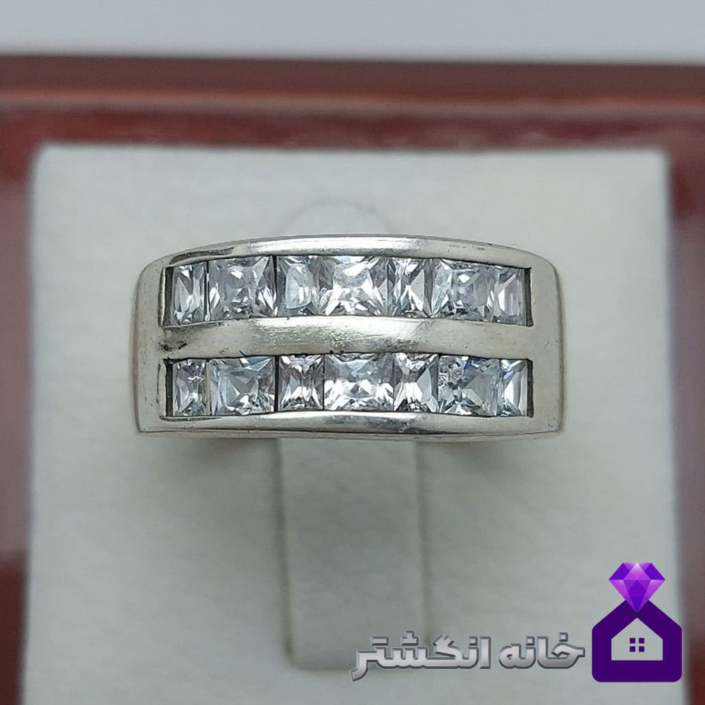 حلقه نقره برلیان کاری کد054