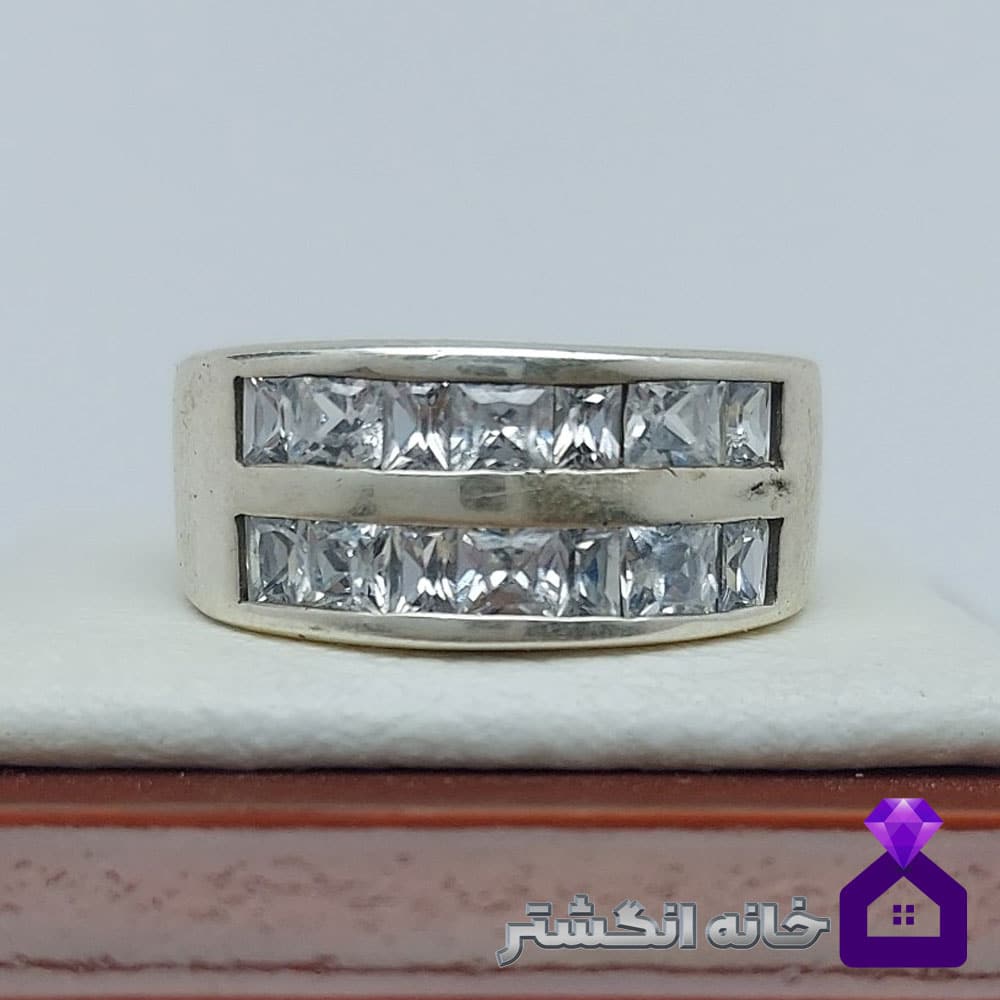 حلقه نقره برلیان کاری کد054 - Image 3