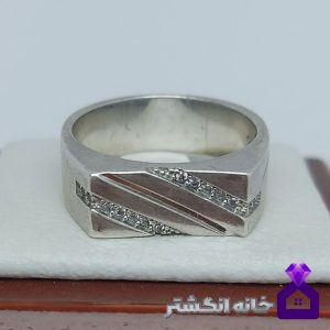 حلقه نقره برلیان کاری کد059
