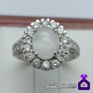 انگشتر دُر نجف زنانه برلیان کاری کد118