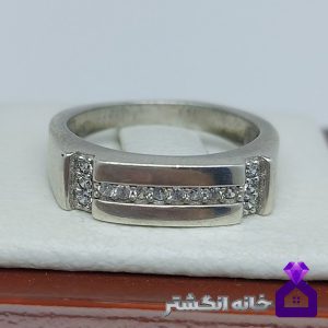 حلقه نقره برلیان کاری کد057