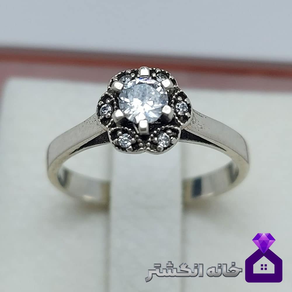 حلقه نقره برلیان کاری کد064