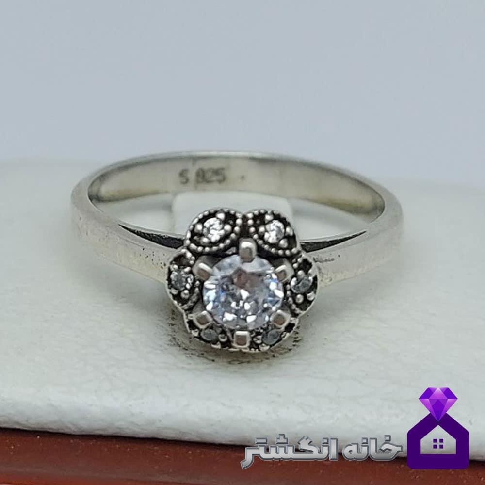 حلقه نقره برلیان کاری کد064 - Image 3