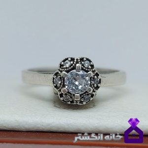 حلقه نقره برلیان کاری کد064