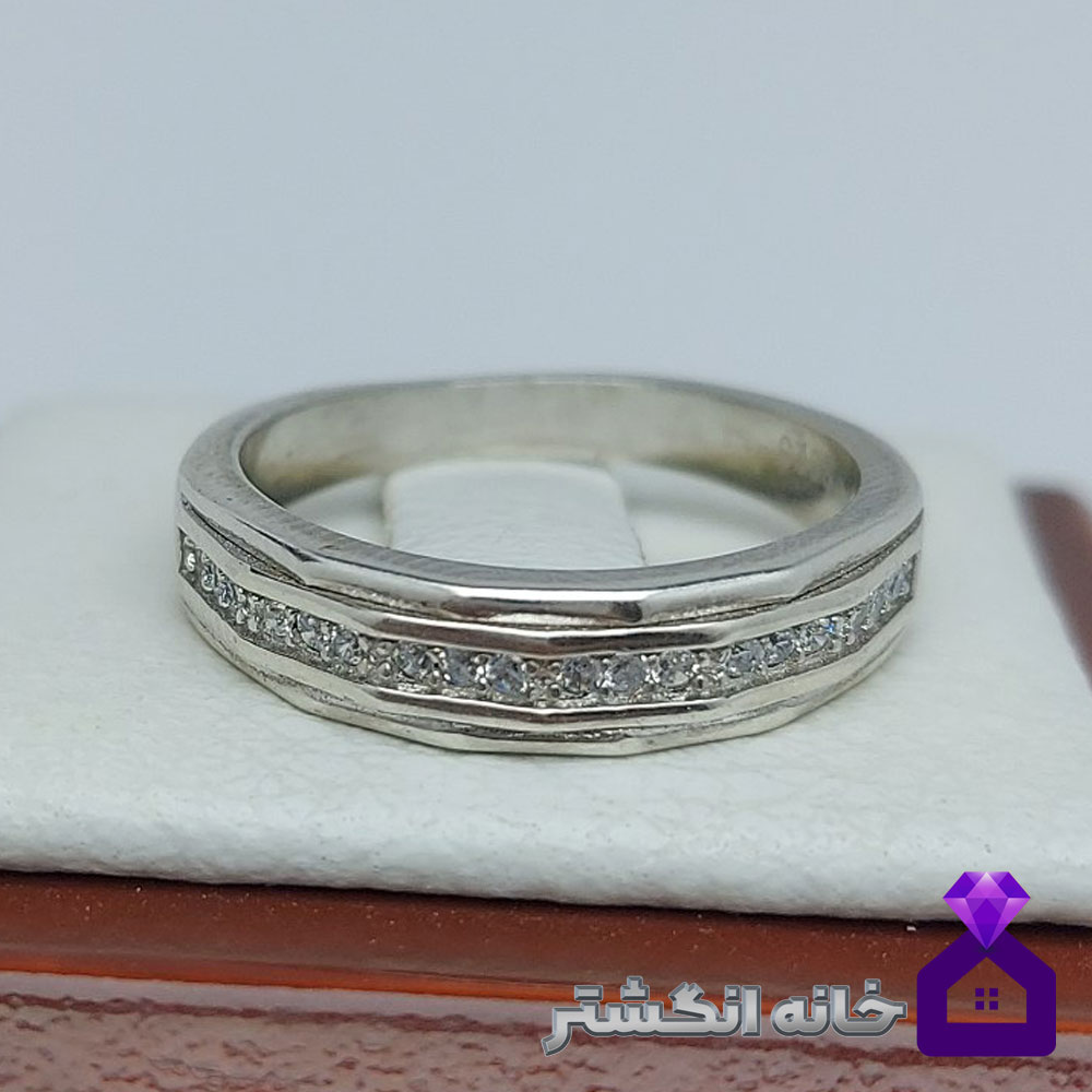 حلقه نقره برلیان کاری کد066 - Image 2