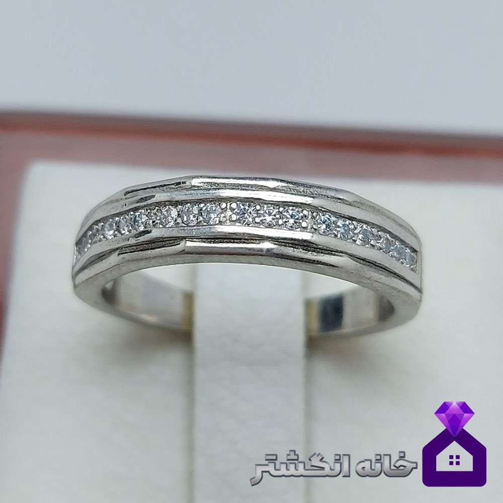 حلقه نقره برلیان کاری کد066