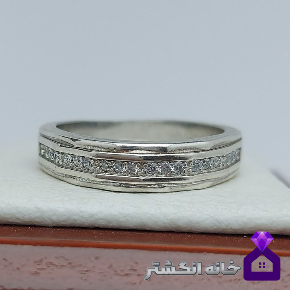 حلقه نقره برلیان کاری کد066 - Image 3