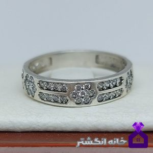 حلقه نقره برلیان کاری کد068