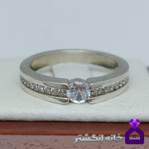 حلقه نقره برلیان کاری کد071
