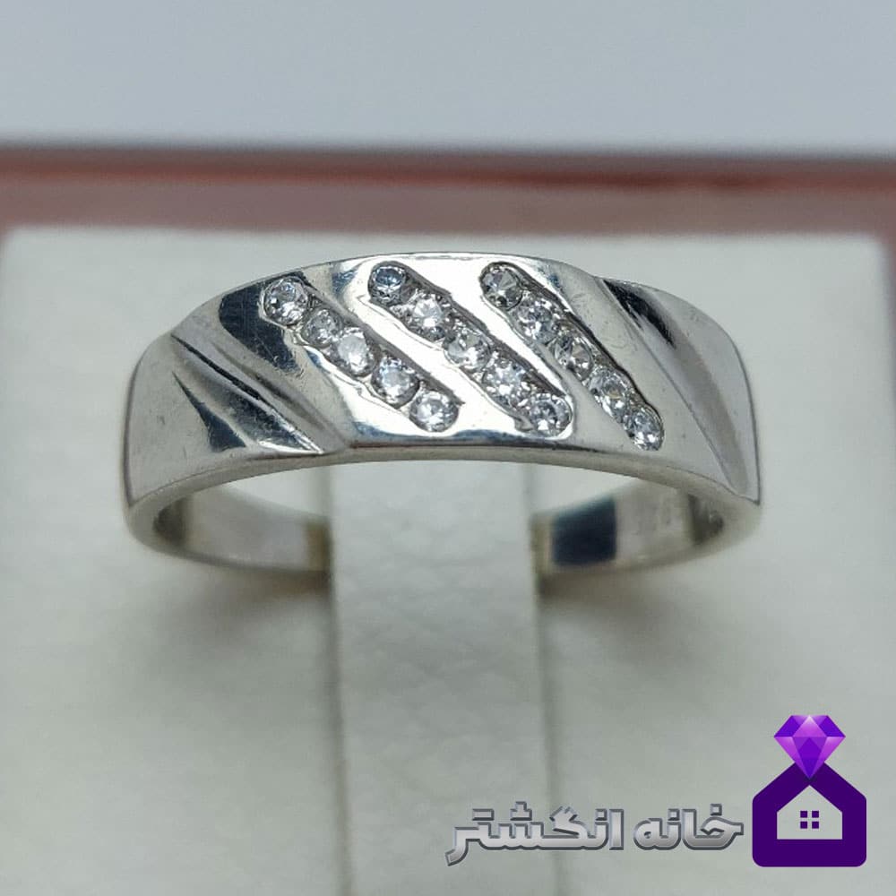 حلقه نقره برلیان کاری کد075