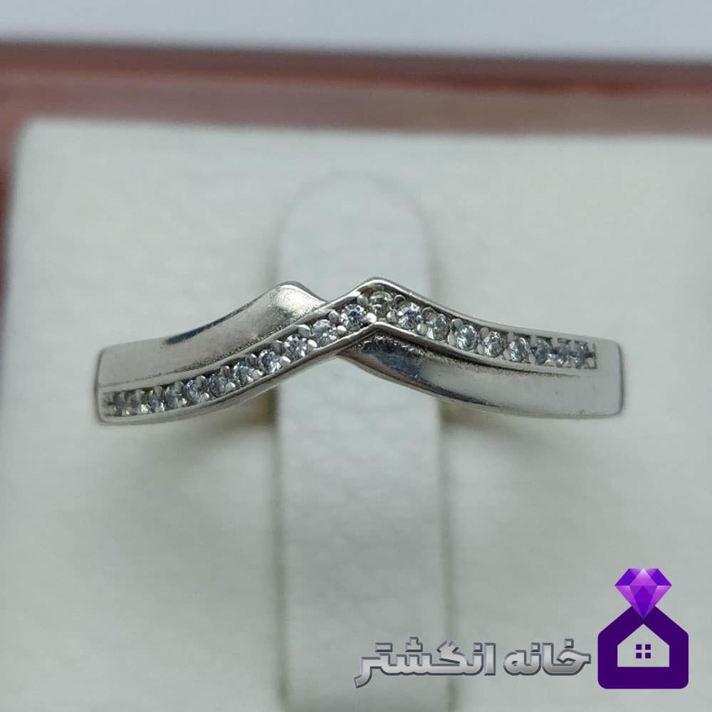 حلقه نقره برلیان کاری کد077