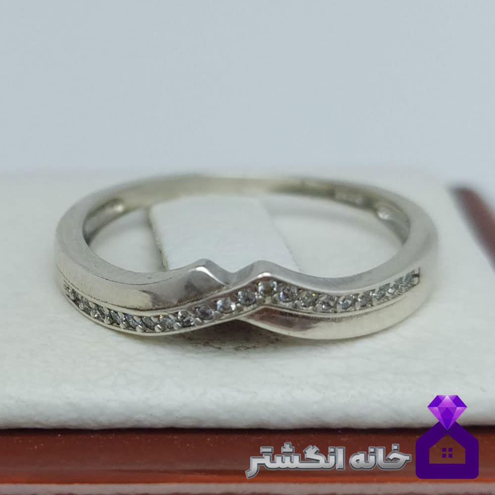 حلقه نقره برلیان کاری کد077 - Image 2