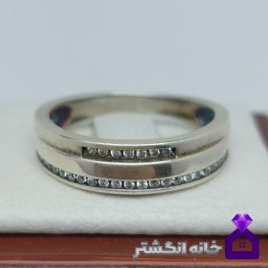 حلقه نقره برلیان کاری کد076