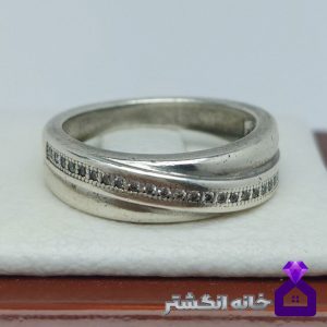 حلقه نقره برلیان کاری کد078