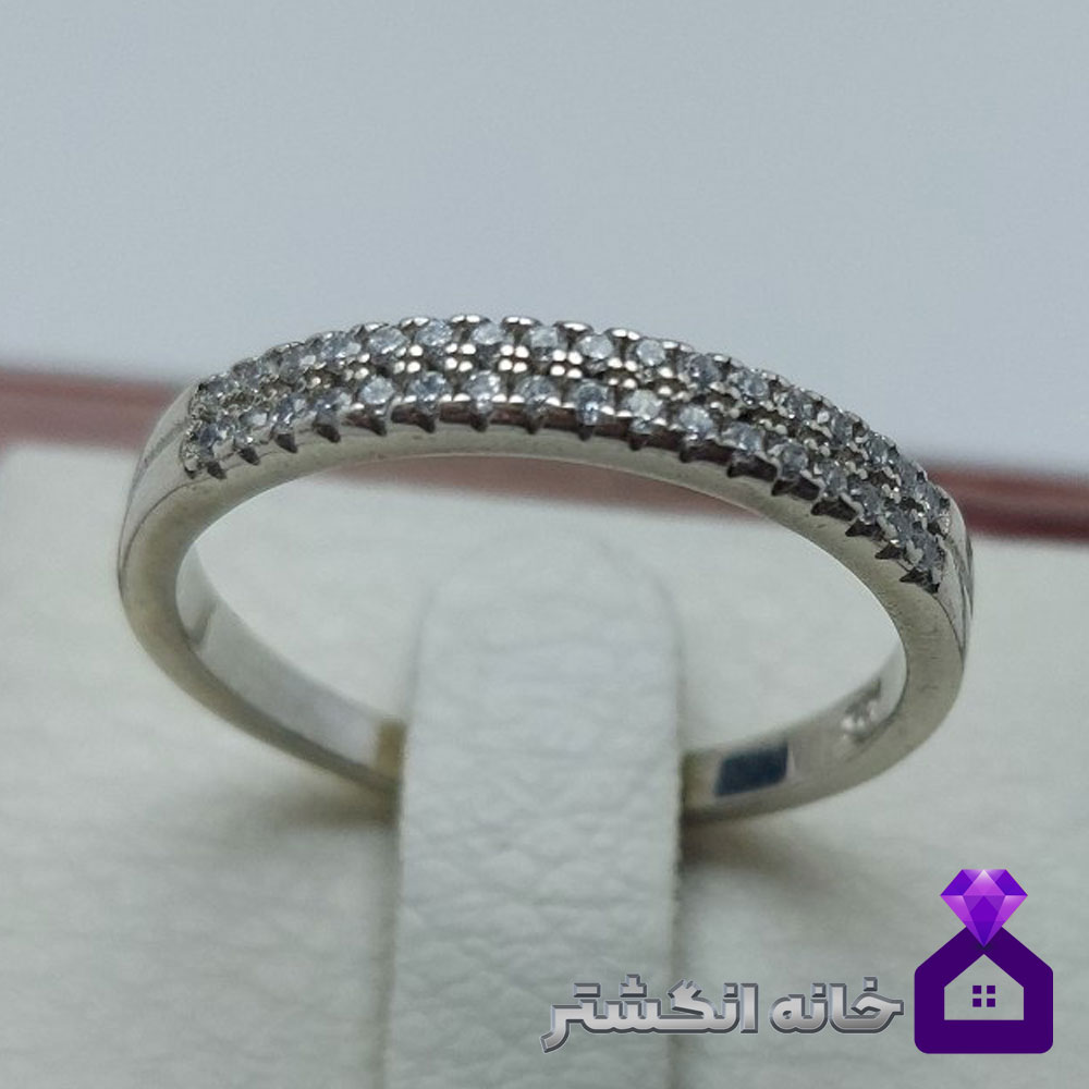 حلقه نقره برلیان کاری کد079 - Image 3