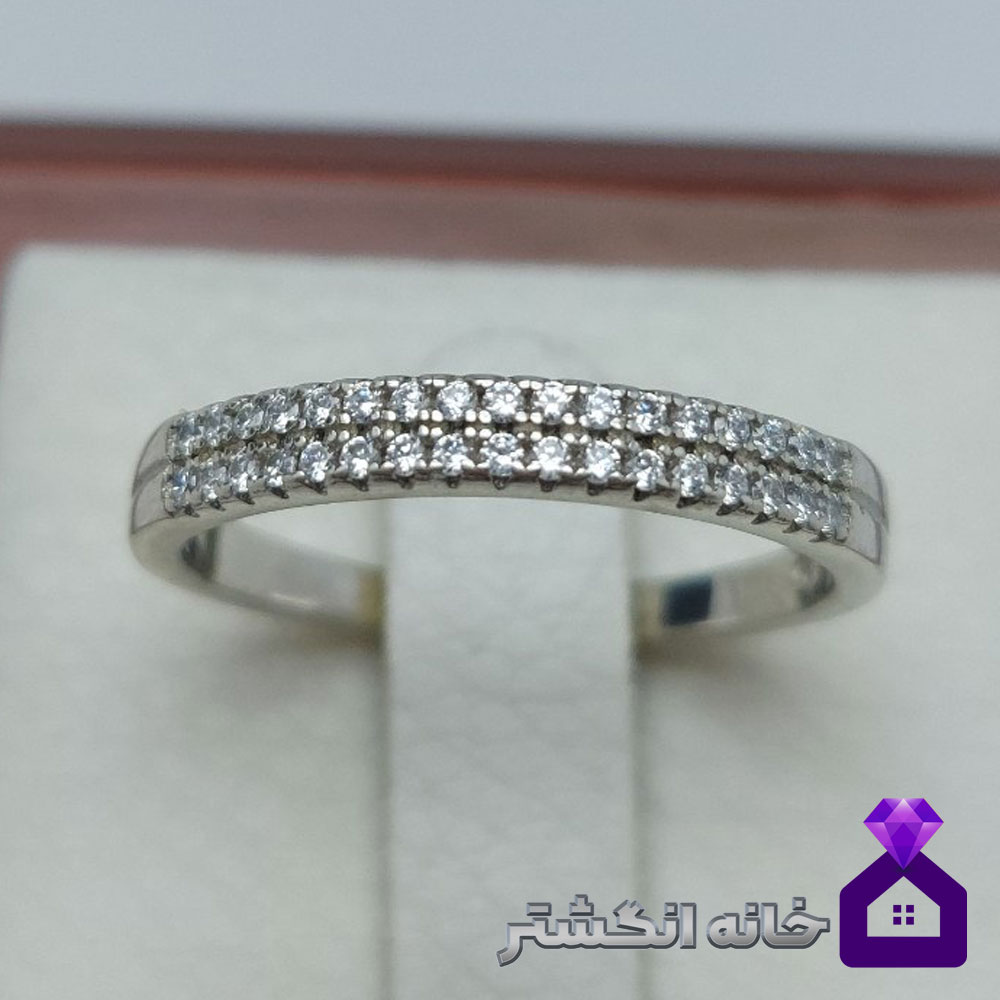 حلقه نقره برلیان کاری کد079
