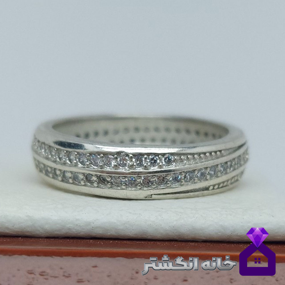 حلقه نقره برلیان کاری کد081 - Image 3