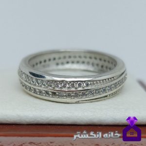 حلقه نقره برلیان کاری کد081