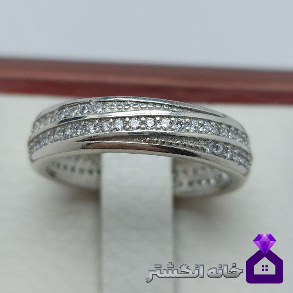 حلقه نقره برلیان کاری کد081