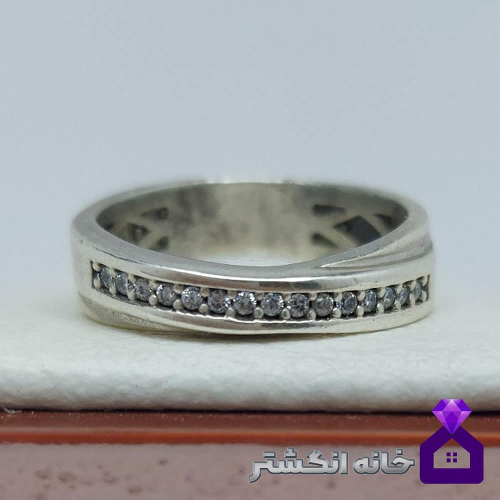 حلقه نقره برلیان کاری کد084 - Image 3