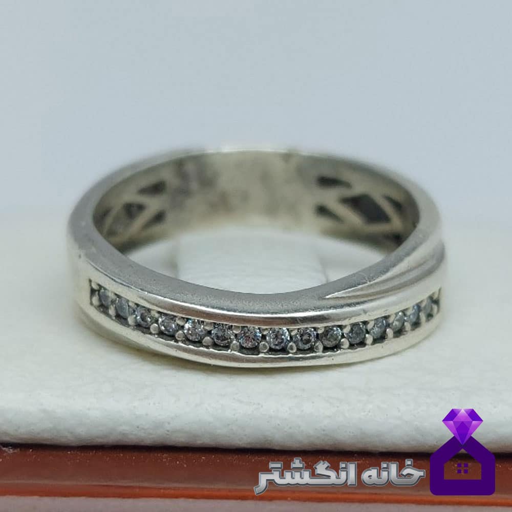 حلقه نقره برلیان کاری کد084 - Image 2