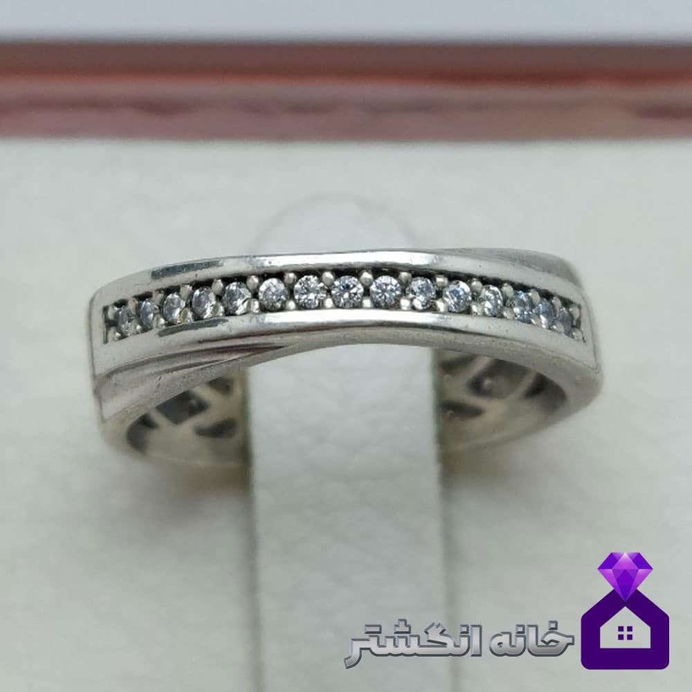 حلقه نقره برلیان کاری کد084