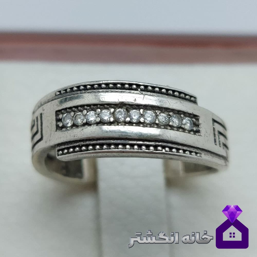 حلقه نقره برلیان کاری کد085
