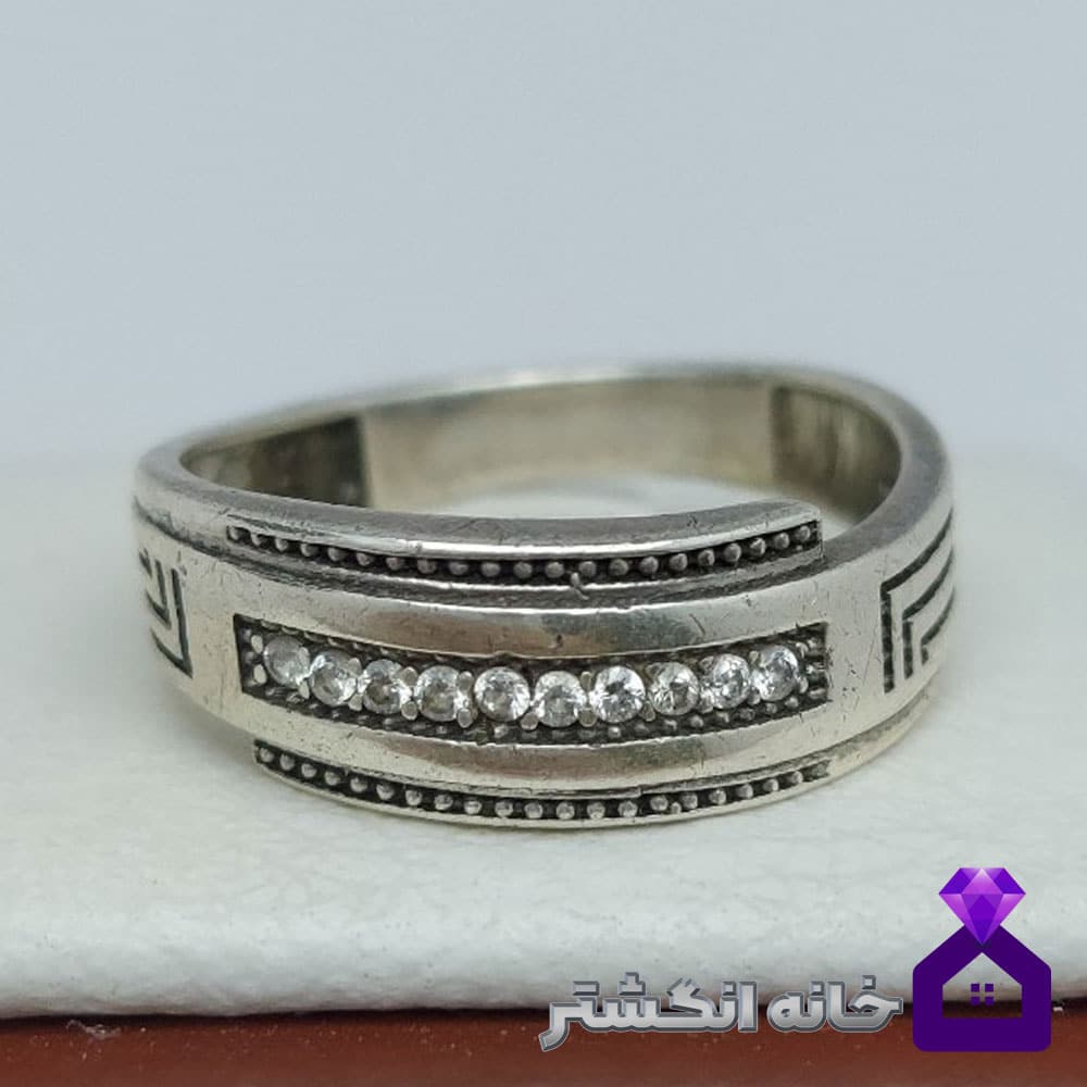 حلقه نقره برلیان کاری کد085 - Image 2